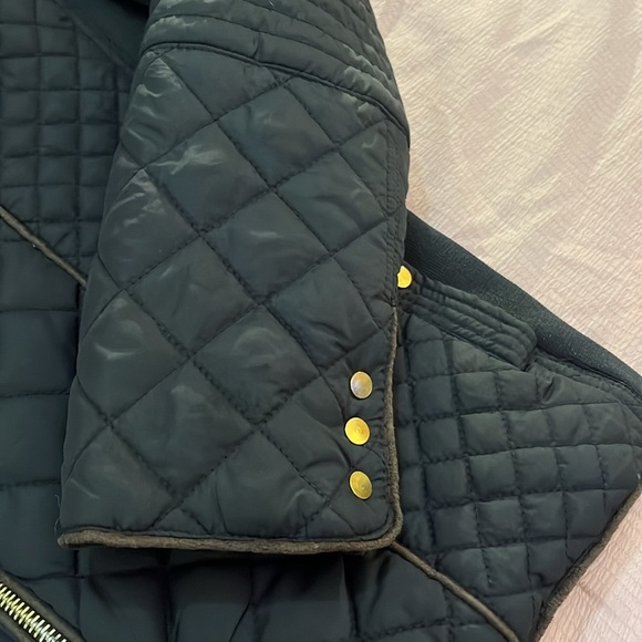 YMI Quilted Black and Tan Fur Lined Jacket Gold Accents - Picture 7 of 17